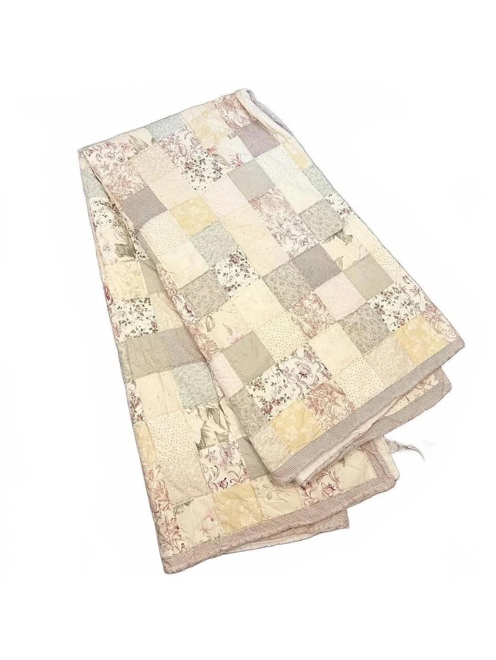 Vintage Floral Postage Stamp Patchwork Comforter Quilt Farmhouse Cottage